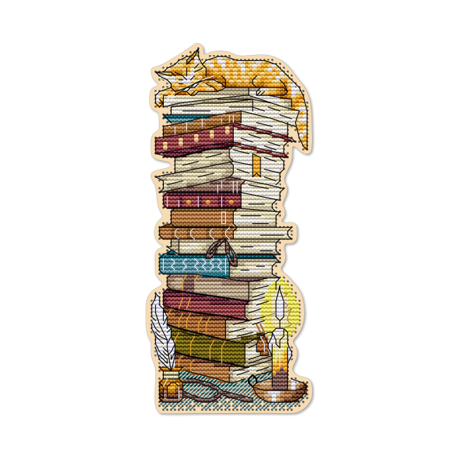 Набор для вышивания крестиком на деревянной основе «Кот учёный»